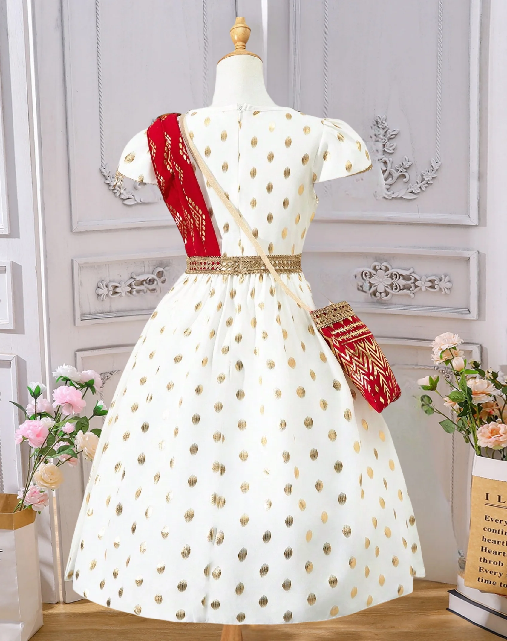 Girls cartoon style dress: unique character print, interesting dialog design