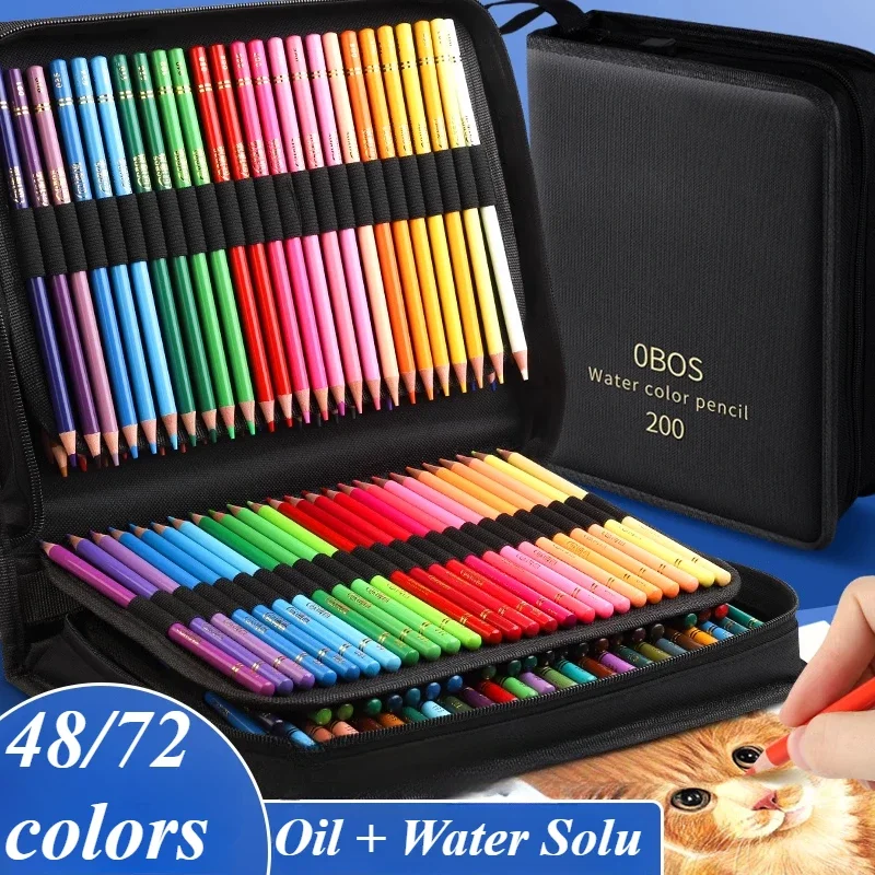 Professional 48/72/120 Color Pencils Art Oil/water Soluble Hand Drawing Pencils Set Erasable Student School Children Stationery