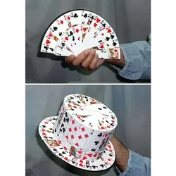 Folding CARD FAN To Card Top Hat Spring Magic Tricks Professional Magician Stage Street Illusions Gimmick Classic Props Comedy