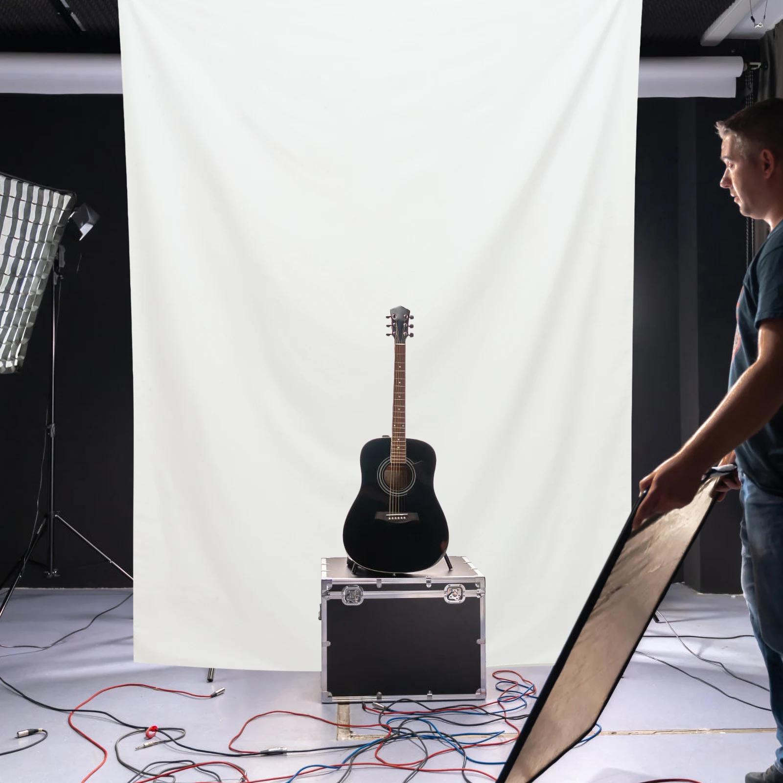 

White Background Screen Photoshoot Backdrop Background Photo Curtain Cloth Studio Use Polyester Material