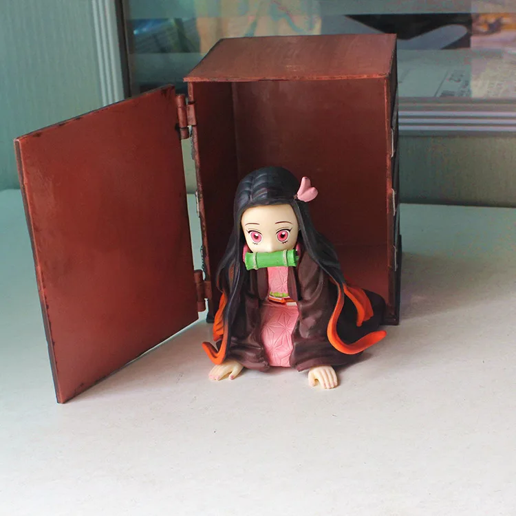 Kawaii Demon Slayer Nezuko Figure With Box Up Art Mini Cute Kimetsu No Yaiba Figurine Lovely Model Dolls Toy