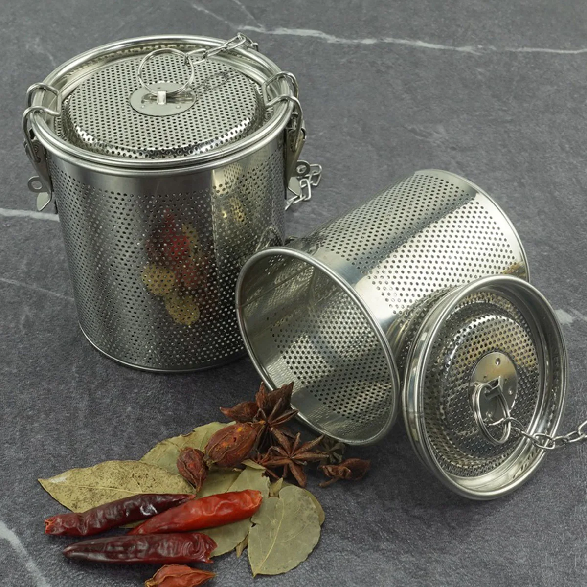 Stainless Steel Brine Basket Spice Seasoning Strainer Premium Seasoning Ball Filter Tool With Hook Tea Ball Infuser Soup