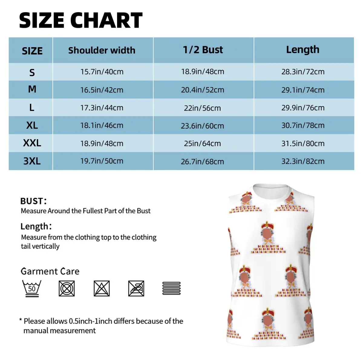 Hamilton King Georg Men Printed Sleeveless T-shirt Casual Hip Hop Street Style Beach Holiday Tank Tops