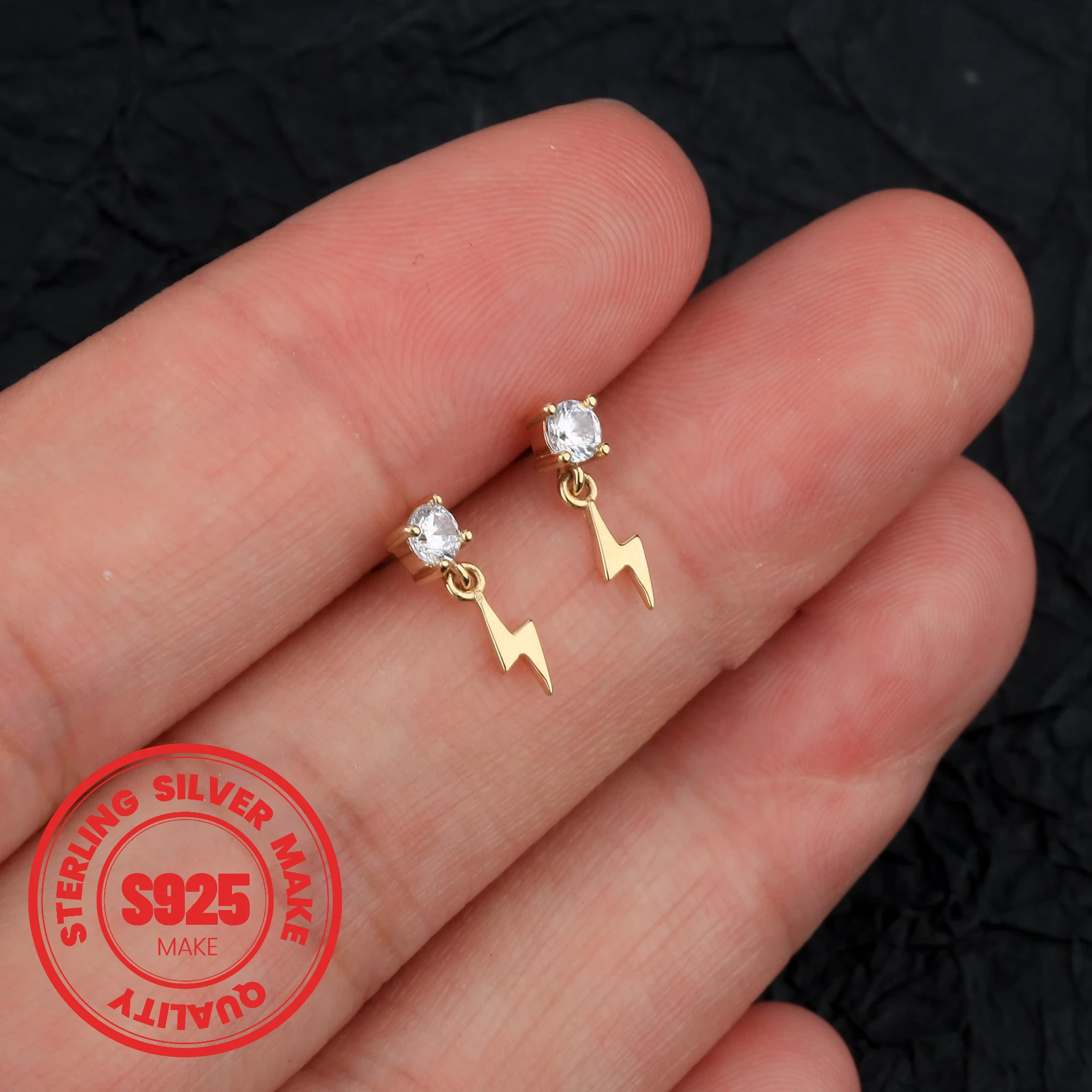 

2024 925 Sterling Silver Women Girl Zircon Lightning Pendant Tragus Ear Cartilage Daith Septum Piercing Earrings Helix Jewelry