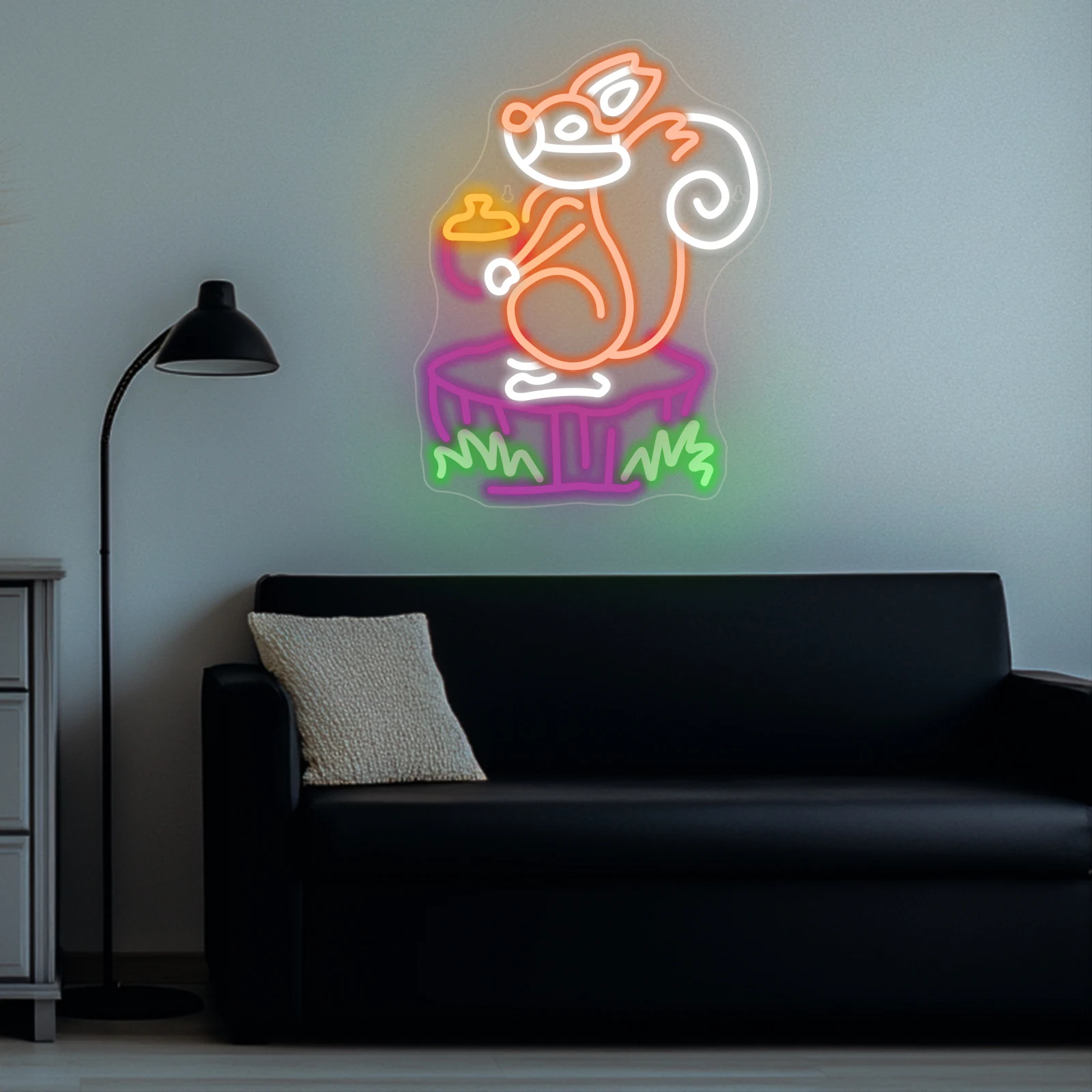 Squirrel Neon Sign Cute Led Light Up Sign For Wall Decor Children's Room Animal Paradise Kid's Birthday Gift Dimmable Lamp USB