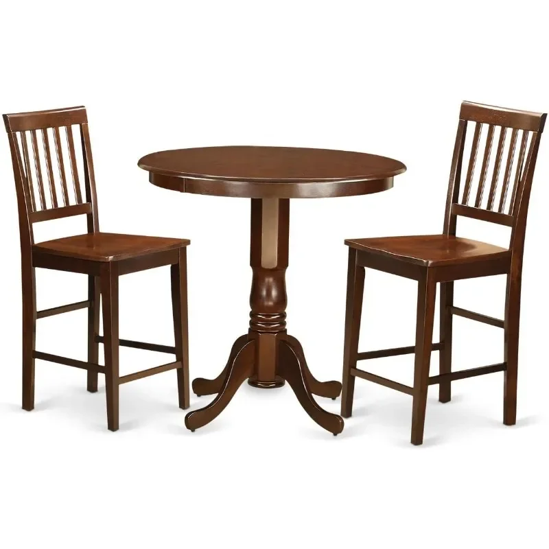 East West Furniture   Kitchen Counter Set for Small Spaces Contains a Round Dining Room Table with Pedestal and Dining Chairs