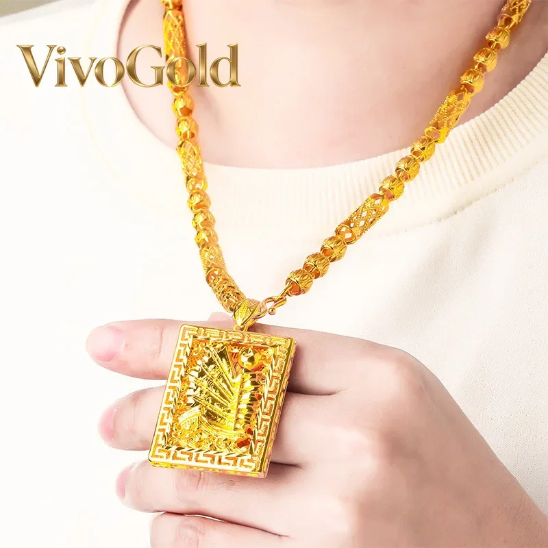 VivoGold VivoGold Men Smooth Sailing Necklace 24K Gold AU999 - Smooth sailboat edges, fine links, comfortable skin-friendly wear