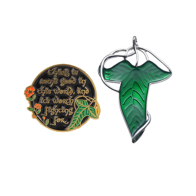 Fantasy Adventure Movies Green Elven Leaf Badge Enamel Pins Movies Peripherals Souvenir Brooch Lapel Badge Jewelry Gift for Fans
