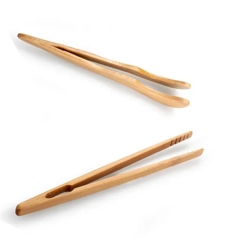 1/2 Pcs Clip da tè in legno di bambù pinze per alimenti da cucina insalata Toast Tong pinzette dritte zucchero di ghiaccio Clip per piegare il tè