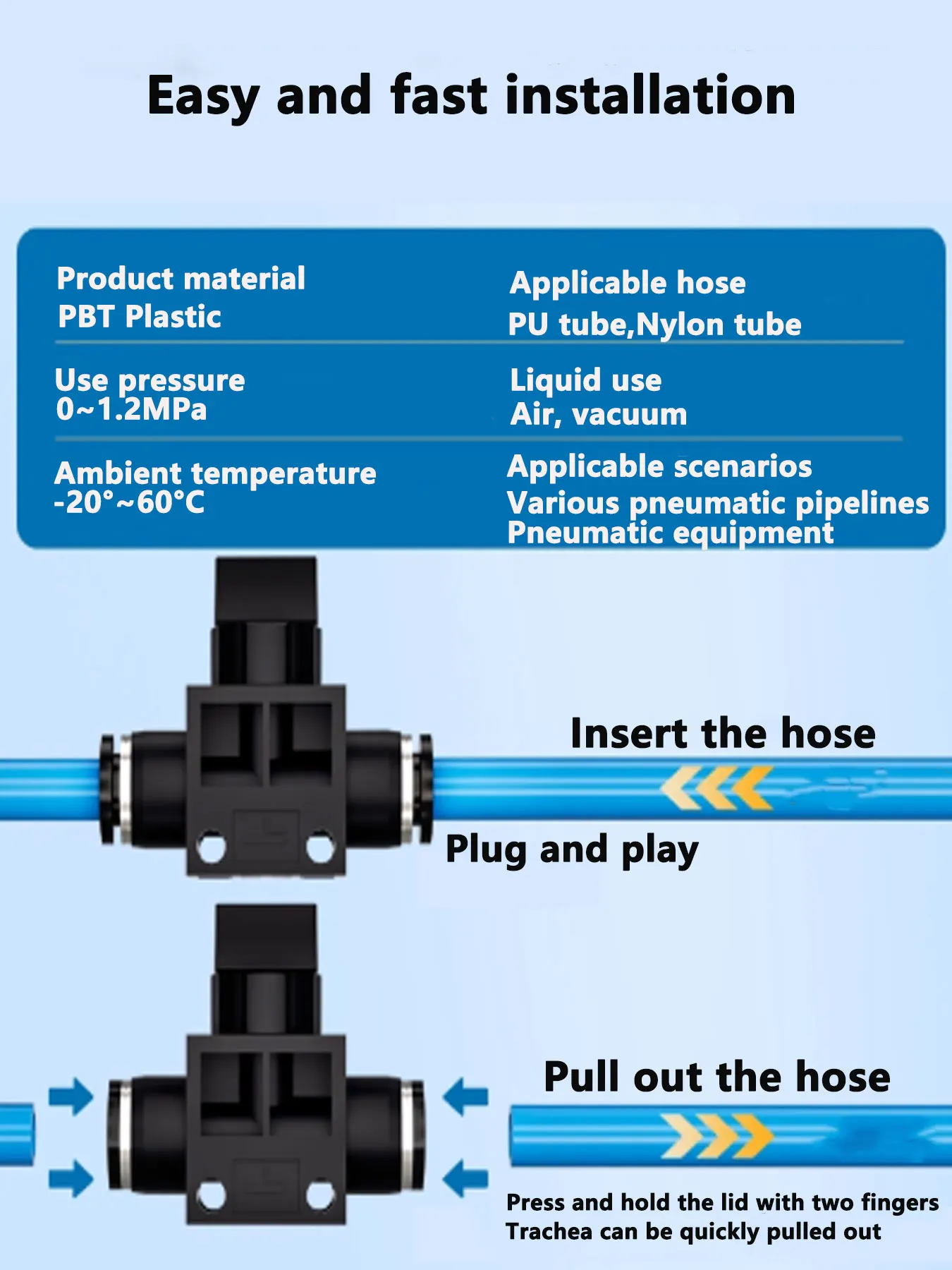 2 قطعة HVFF سلسلة هوائي صمام اليد دليل اغلاق صمام ل PU أنبوب 6/ 8/ 10/ 12 مللي متر توصيل سريع صمام الهواء المضمن #3