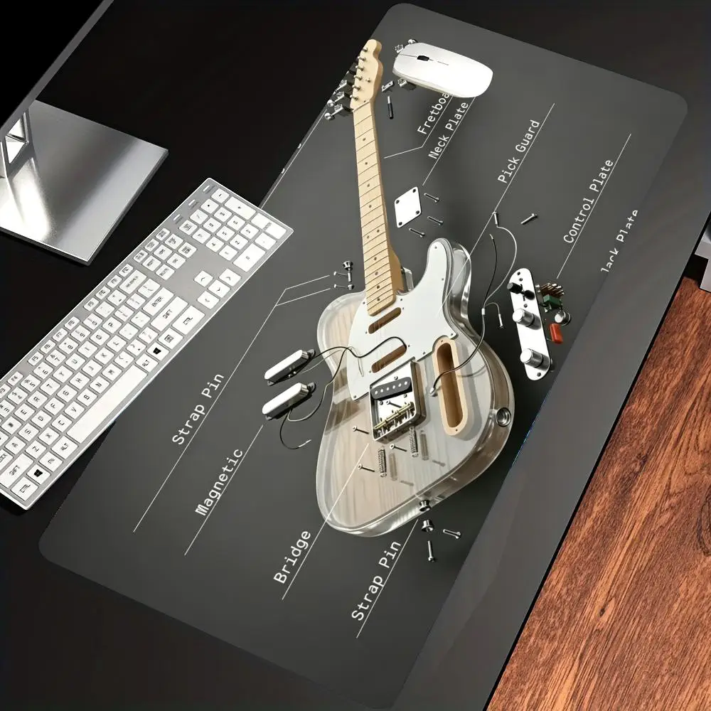 

HYBXAXC Telecaster Anatomy Exploded View Desk Pad Desk Mouse Pad Cute HD Desk Pad Extended Gaming Keyboard Mats Large XXL Gamer