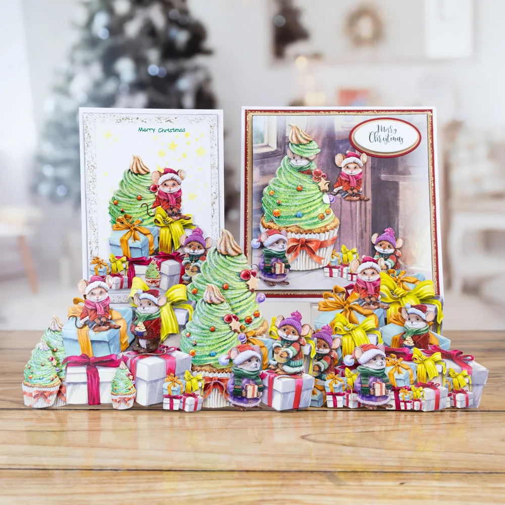 Vrolijke Christmouse Begaafde Zoete Cake Muizen Metalen Cutting Dies Stempels Scrapbooking Dagboek Decoratie Stencil Embossing Diy Groet