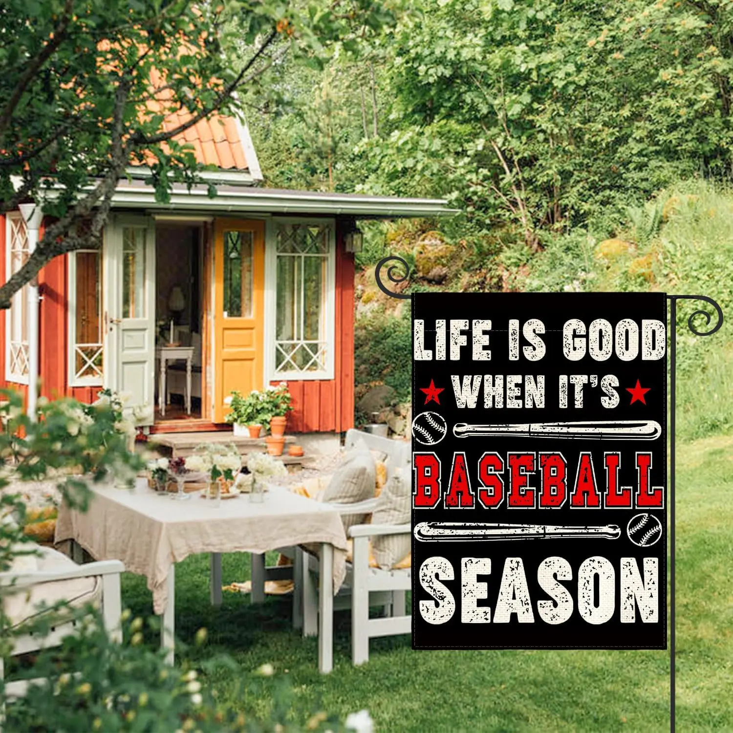 AVOIN colorlife Baseball Season Garden Flag 12 x 18 Inch Vertical Double Sided, Bat Ball Sport Yard Outdoor Flag