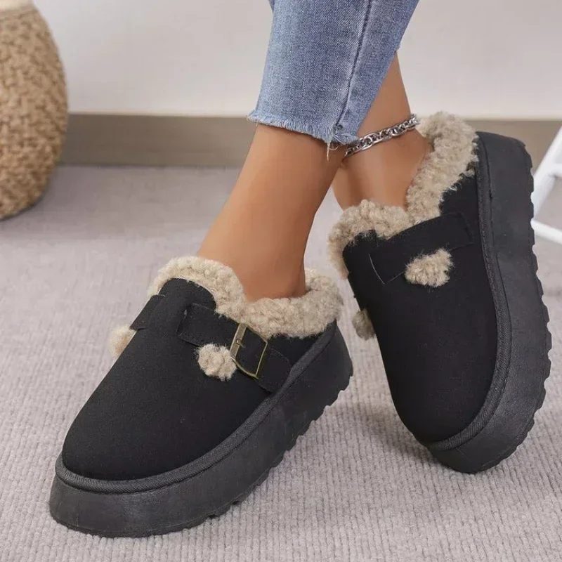 شتاء جديد لعام 2025 شباشب نسائية مضادة للانزلاق بجزء سفلي سميك من القطن قابلة للسحب مريحة للترفيه المنزلي في الهواء الطلق #4