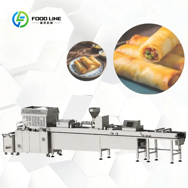 Customized Automatic Commercial Egg Roll Skin Wrapper Maker Pastry Injera Baking Production Line Spring Roll Making Machine