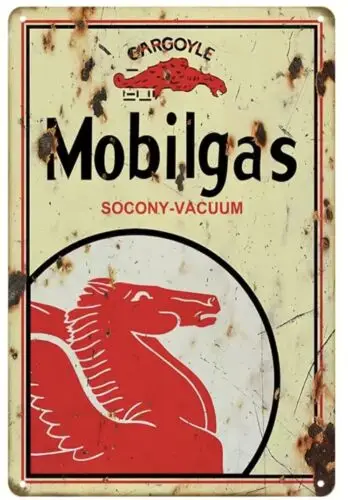 DISTRESSED LOOK GARGOYLE MOBILGAS SOCONY-VACUUM TIN METAL SIGN 8