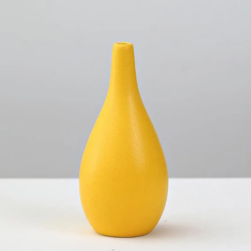 Porcelain Yellow Color Flower Vase Decoration Living Room Flower Arrangement Container Hydroponics Vase Plant Pot Gardening Art