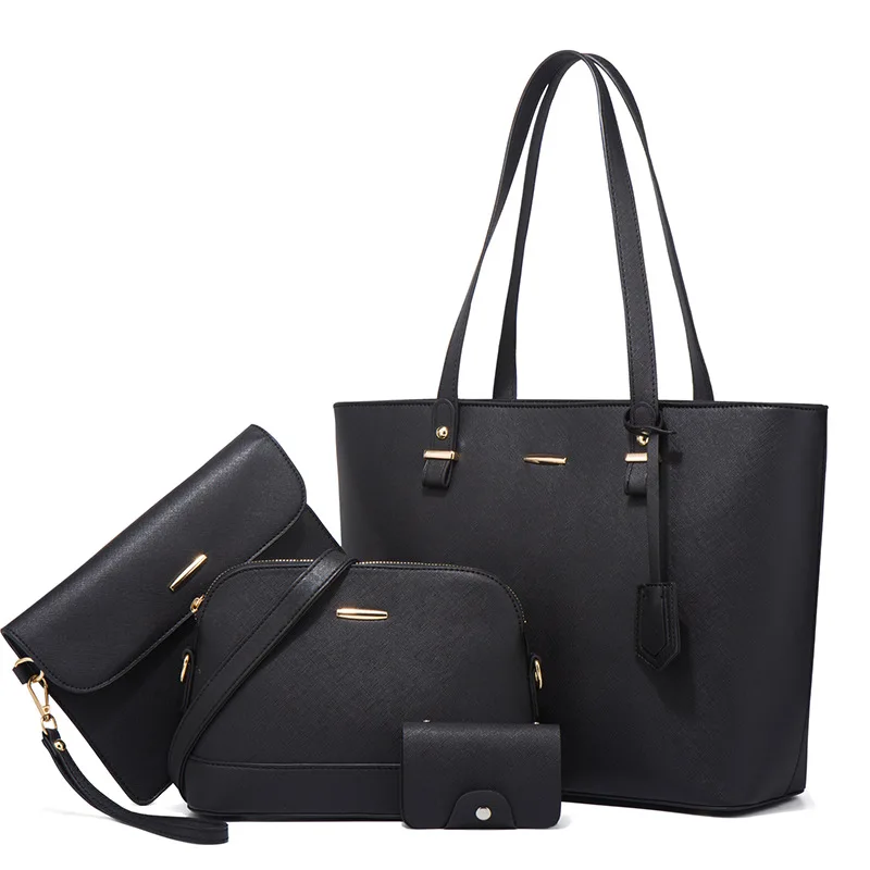 

New 4pcs/set Tassel Designers Women PU Leather tote Bag Large Capacity Shoulder Bags Casual Tote Simple Top-handle HandBags y2k