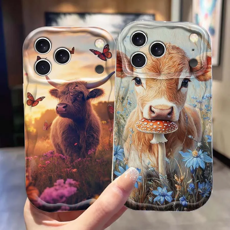 

Deer Bear Cow Hot Art Design For Apple iPhone 17 16 16E 15 14 13 12 11 XS Air Pro Max Plus Wave Oil Soft Funda Phone Case