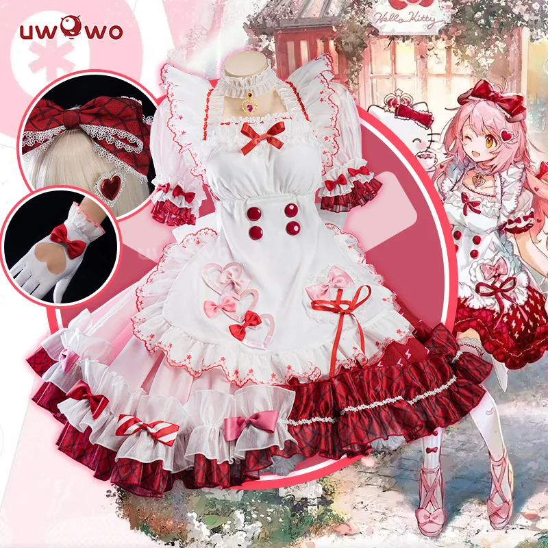 LAST BATCH UWOWO Game Arknights Goldenglow Susie Party in the Garden Cosplay Costume with Bow Maid dress Pink Halloween costume