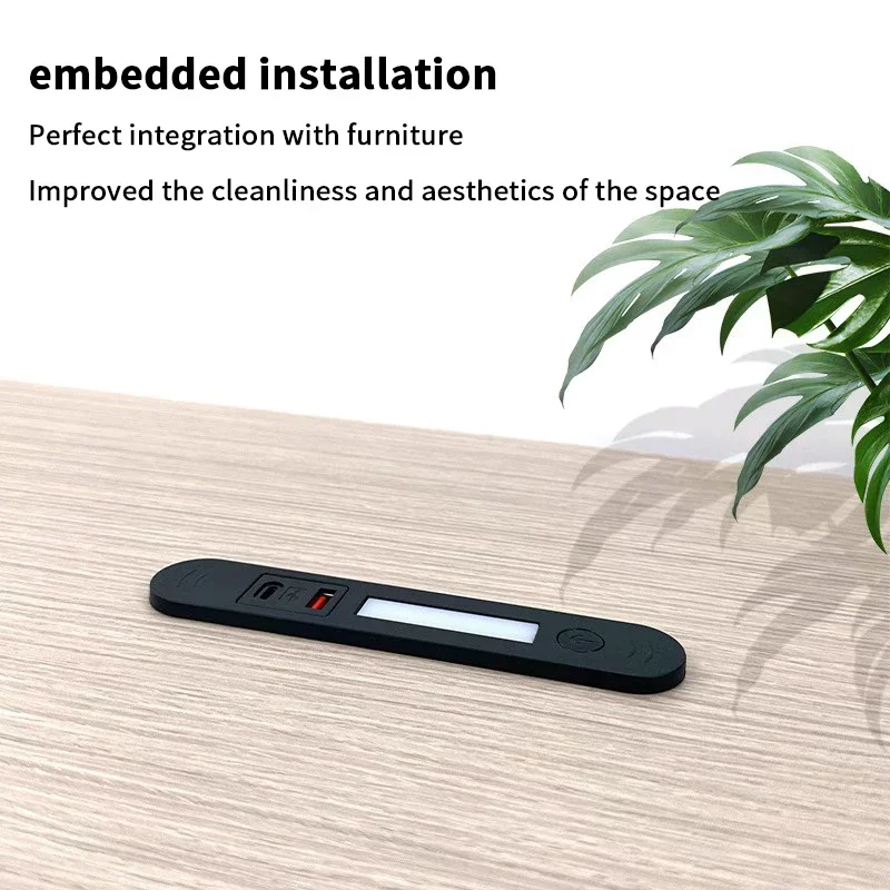 Multi-function Embedded Night Light Socket Hidden USB And Type-C Charging Socket With Led Light For Bedside Table Sofa Furniture