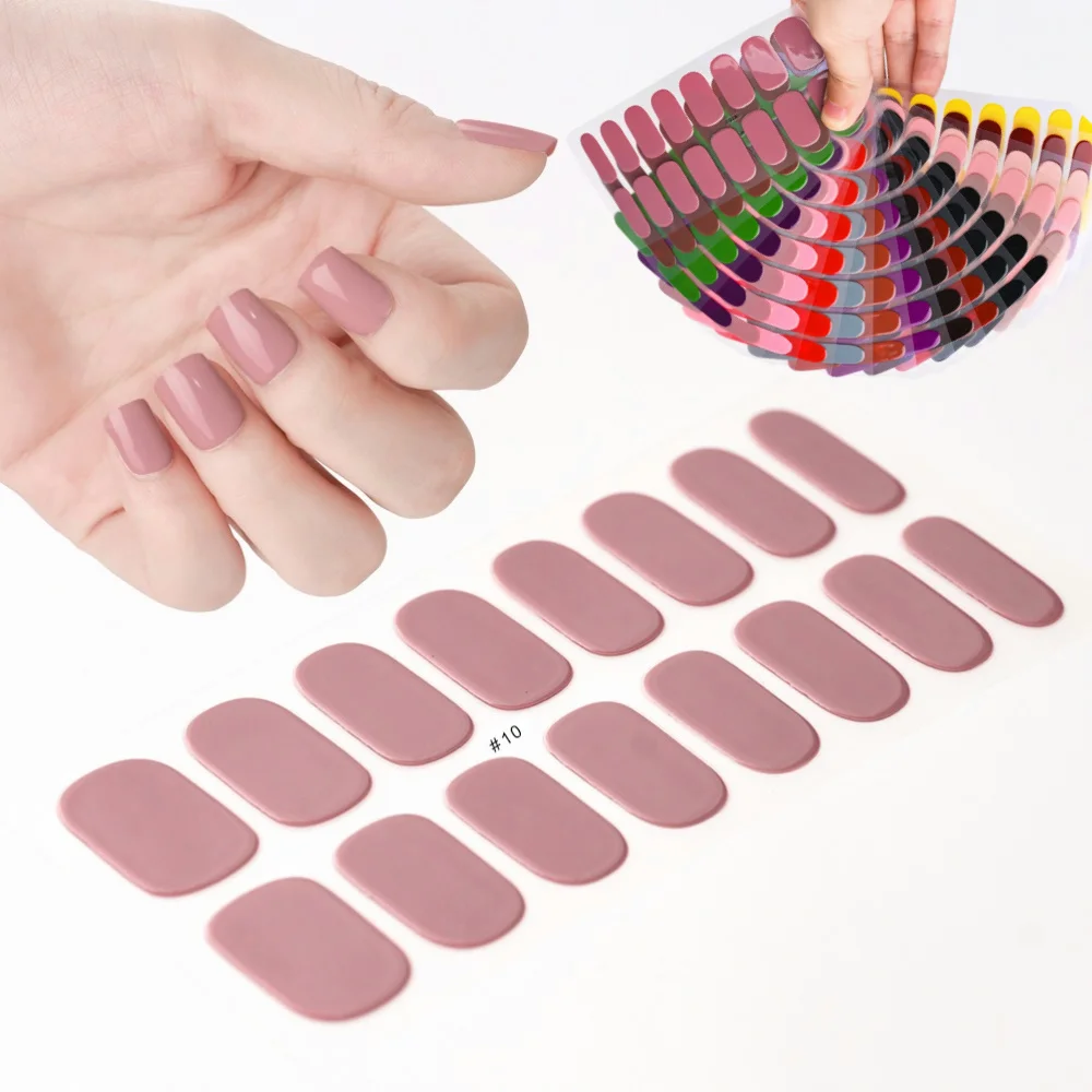 Adhesivo para envolturas de uñas de Gel semicurado desnudo, lámpara Led Uv de larga duración, calcomanía francesa para uñas, cubierta completa, pegatinas de decoración de manicura rápida