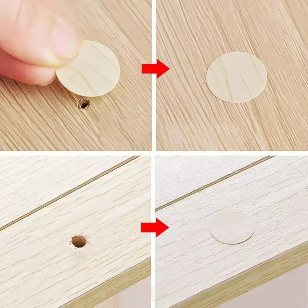 54Pcs/Set Self-Adhesive Wooden Screw Cap Cover Stickers, Furniture Hole Covers for Cabinet Drawer Desk Wood Craft Decor view 3