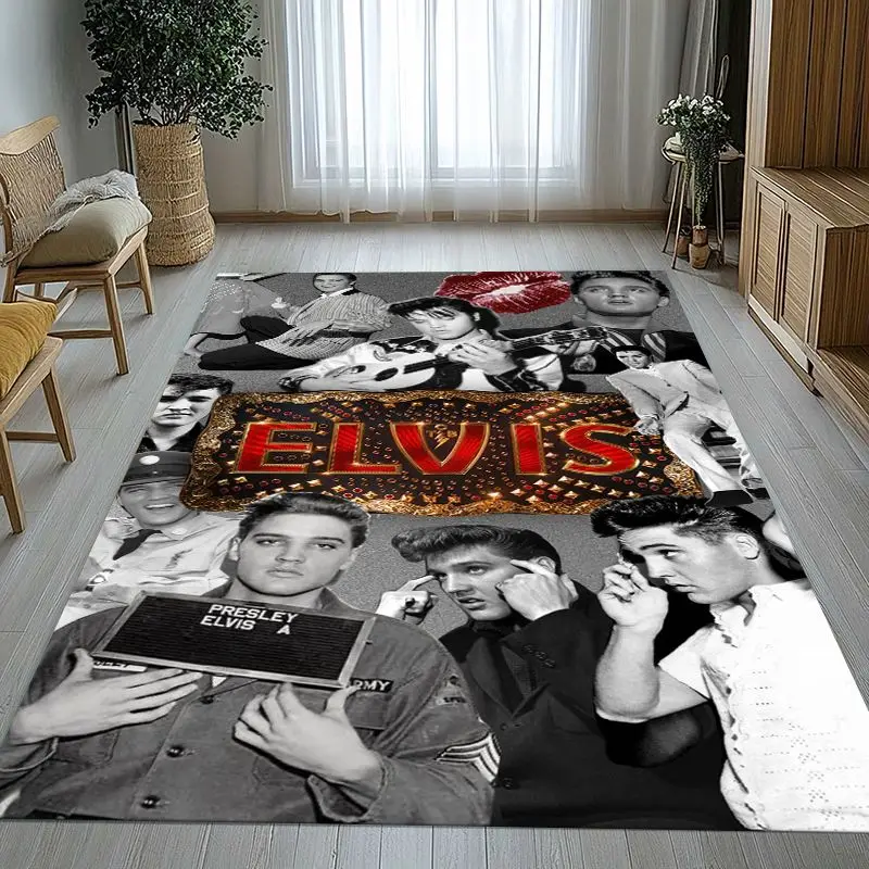 Vintage E-Elvis Graceland Rock 'n' Roll Soft Non-Slip Area Rug for Living Room,Bedroom Playroom Carpet Mat for Sofa,Home Decor