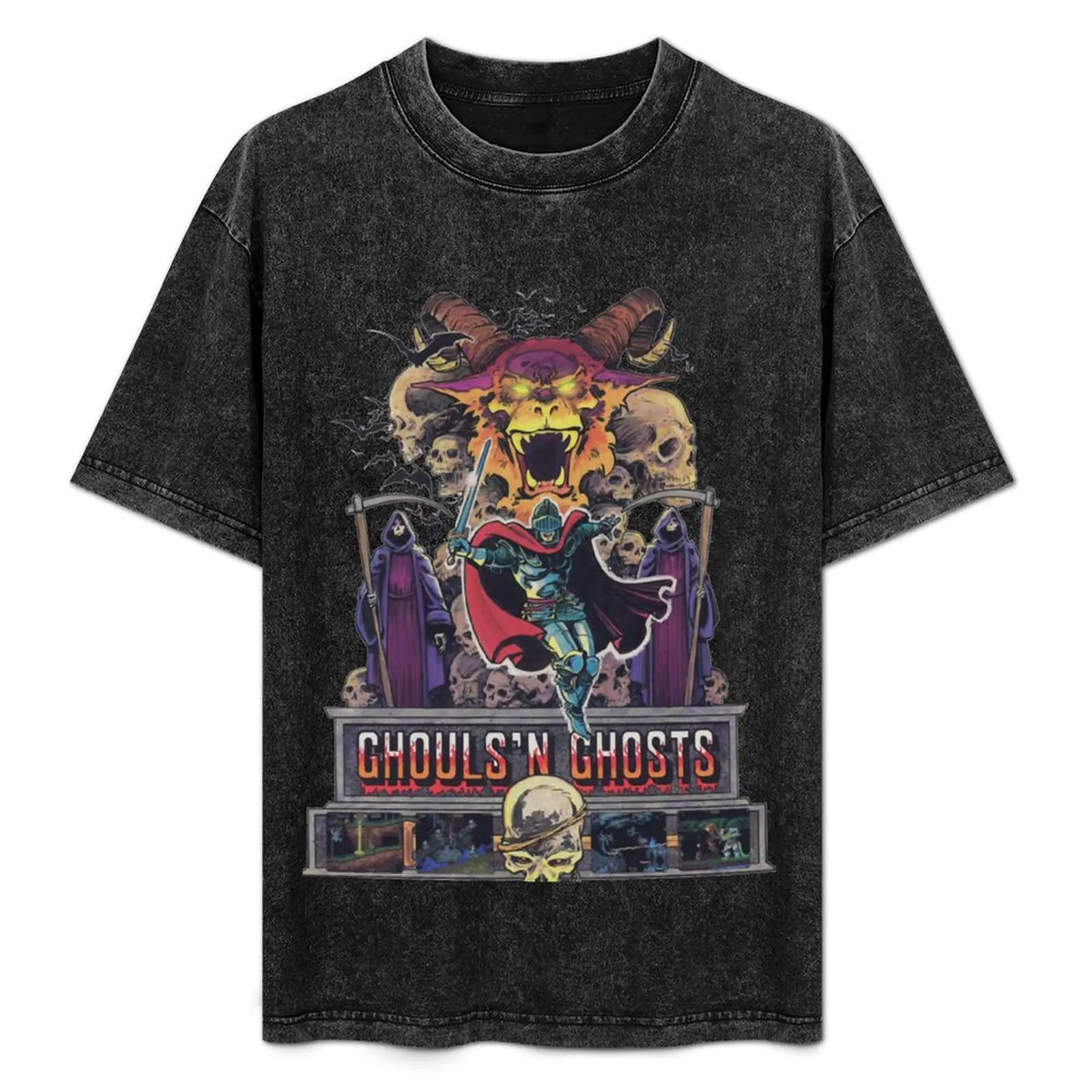 

GHOULS&x27;N GHOSTS Classic T-Shirt Simple Line Art Print Tee