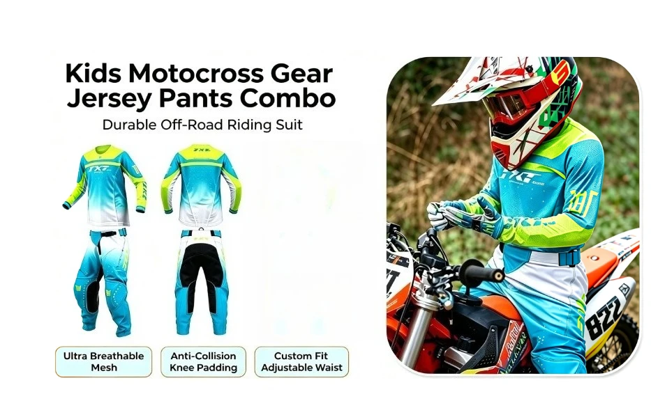 Kids Youth Motocross Gear Set Unisex Off-road Racing Suit Breathable Quick Dry Jersey Pants Combo 2026