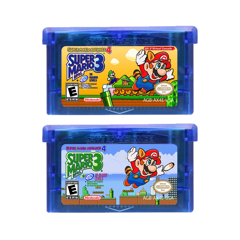 GBA Game Cassette Super Mario Advance 4 Luigi Bowser Koopa Action-adventure Game Collection Cards Image Enhancement Kid Toy Gift