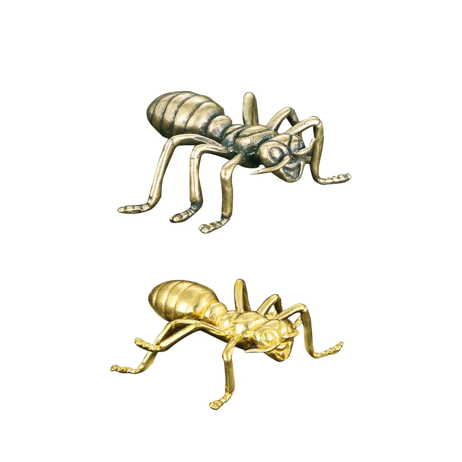 Brass ANT Statue Mini Figurine Portable Creative Gift Copper Sculpture Animal Ornament for Women Men Home Office Decor Indoor