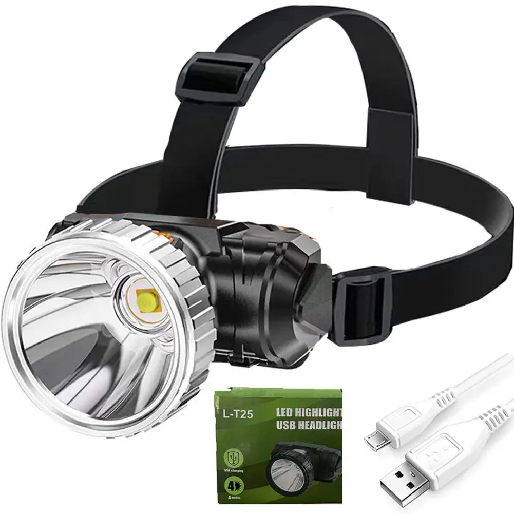 Mini Led Headlamp 4 Level Portable Rechargeable Head-mounted Flashlight Torch For Outdoor Adventure Camping Fishing S8J7