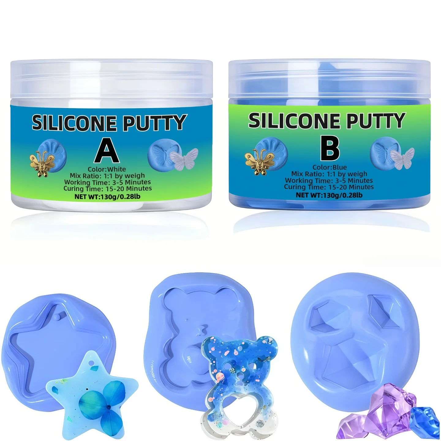 [Non-Toxic Silicone Putty Kit]Non-Toxic Silicone Putty Kit for DIY Resin Casting, Epoxy, Wax, Crafts and Jewelry Making
