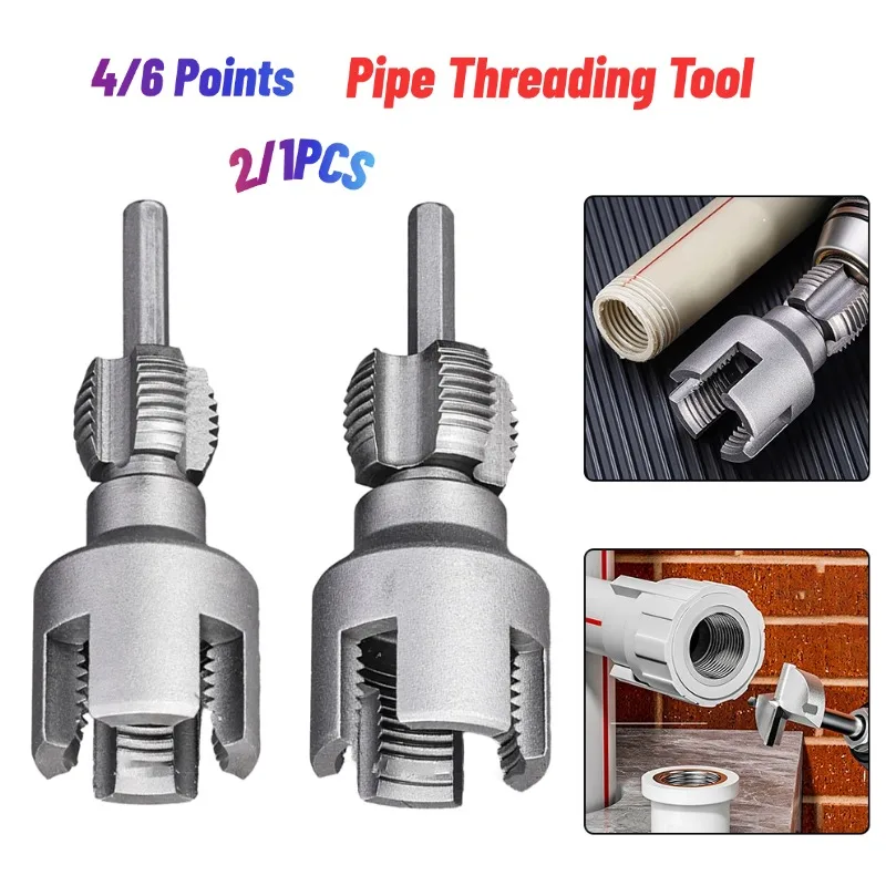 

DN15 DN20 Pipe Threading Tool Hex Shank Die Internal External Threads 4/6 Points Pvc Pipe Threader Kit PPR Water Pipe Opener Tap