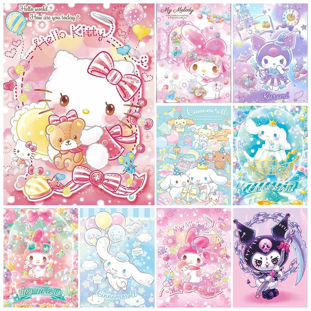 

Kuromi My Melody 5d Diy Набор алмазной живописи Милый кот Hello Kitty Мультяшная мозаика Вышивка крестиком Домашний декор Детский подарок ручной работы