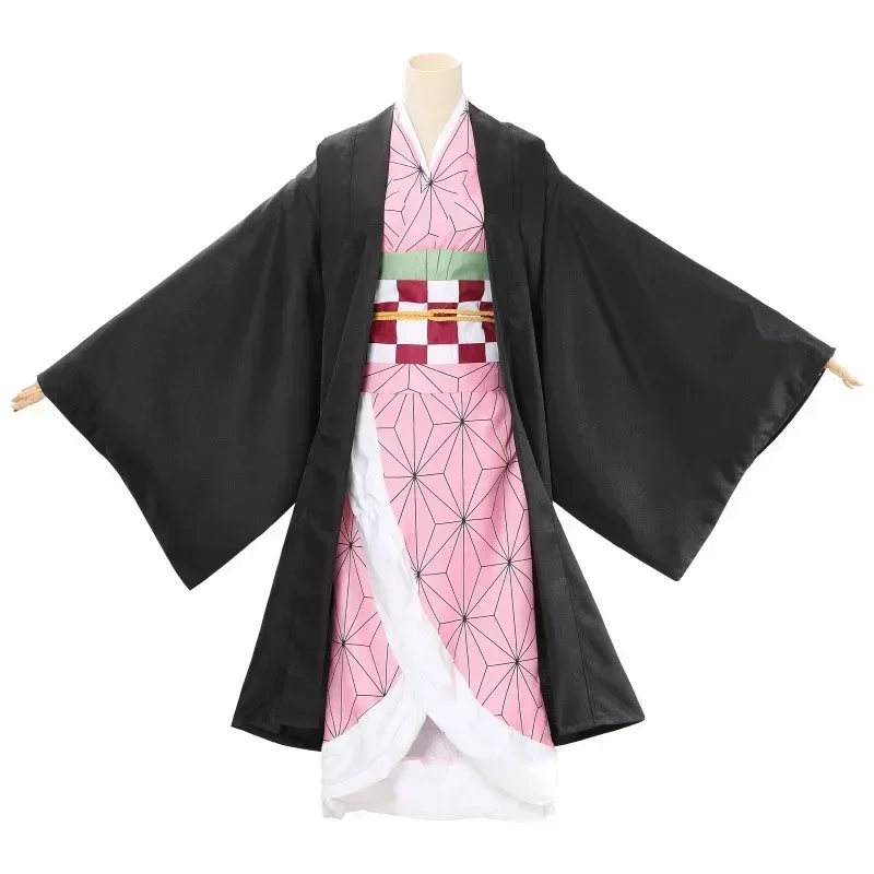 Kamado Nezuko Cosplay Costume Anime Kimono Kamado Nezuko Costume Wig Uniform Halloween Costume for Women Kids