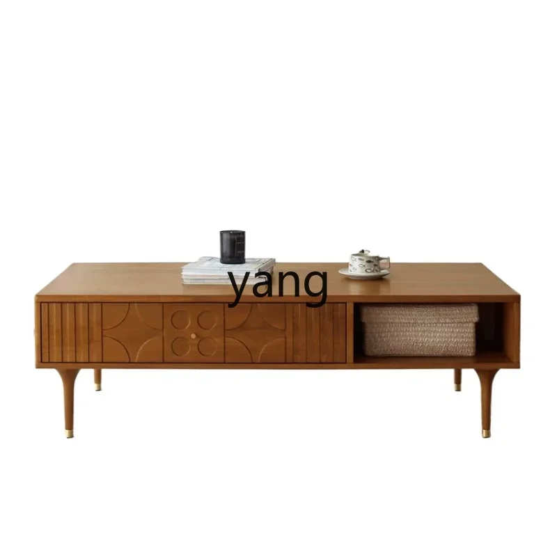 

xyy antique coffee table red oak TV cabinet combination small apartment living room with drawers