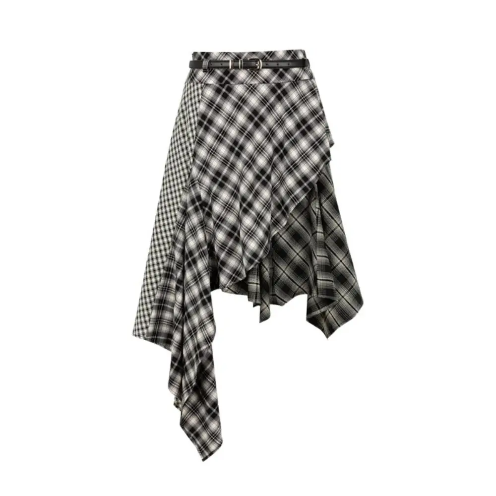 

Cool Plaid Pleated Girls Clothes Set Irregular Short Sleeve Midi Skirt Set y2k Outfits Teens Children Shorts Suit 6-16 Years