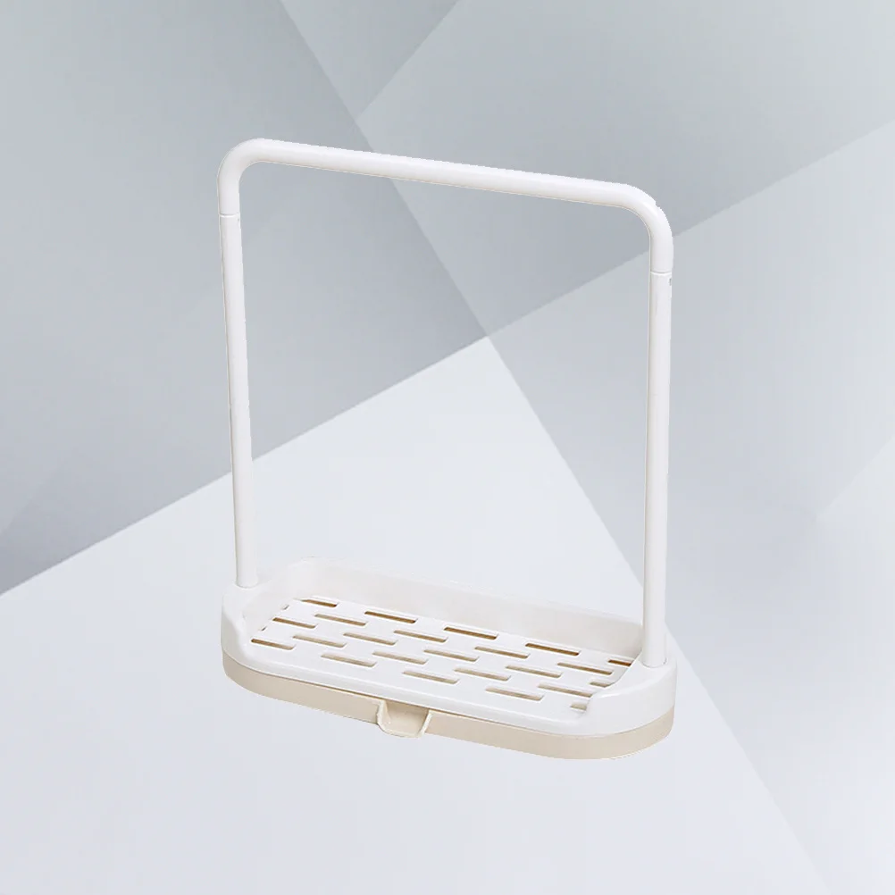 

Beige Plastic Rag Storage Rack Hard Plastic Stable Base Countertop Dishcloth Towel Hanging Soap Sponge Drying Kitchen Towel Rack