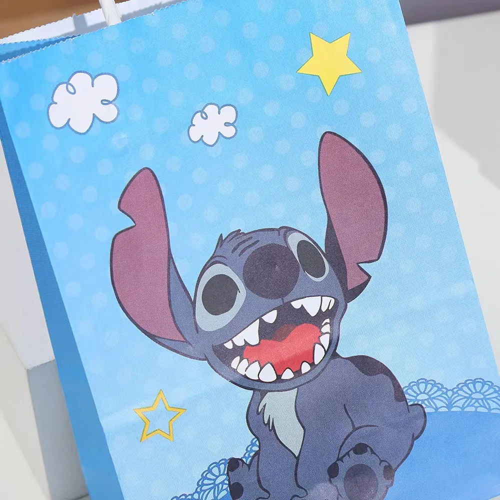 Disney Lilo & Stitch ชุดรูปแบบกระดาษน่ารักถุงของขวัญขนมบิสกิตกระเป๋าแฟชั่นสตรีตกแต่งงานเลี้ยงวันเกิดอุปกรณ์อาบน้ำทารก