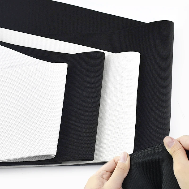 

1/2M Meetee 7-40cm White Black Wide Elastic Bands for Wrist Waist Belt Stretch Roll Sewing Soft Webbing DIY Garment Accessories