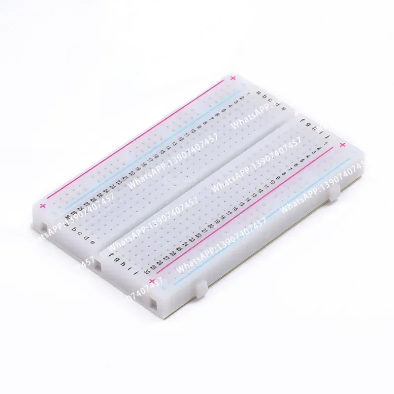 High-quality breadboard 400 holes, red and blue thread, mini breadboard, experimental board length 8.5CM and width 5.5CM.