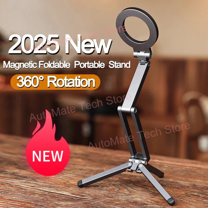 2025 Portátil Plegable Magnético 360 ° Trípode de teléfono de aluminio con rotación para Vlog, Selfie, vídeo, foto/ajuste multie