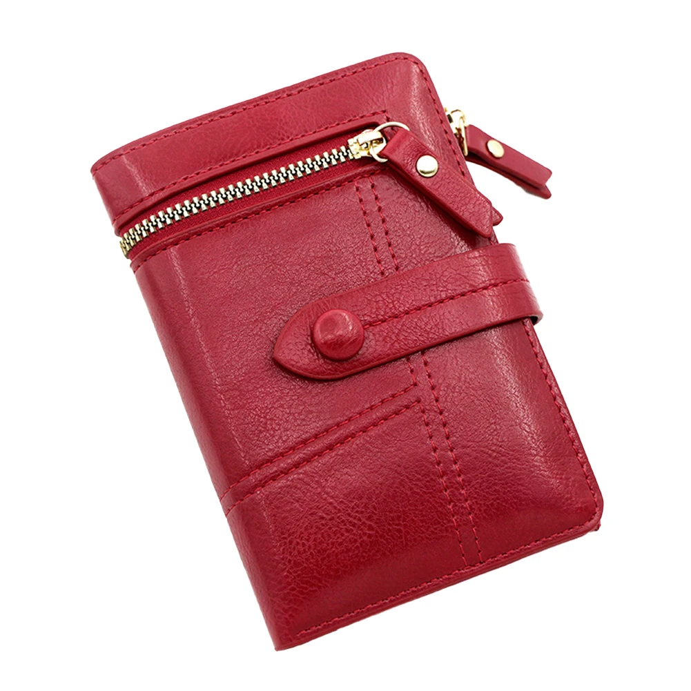 

1pc Purse Ladies Europe And America High Quality Pu Leather Short Folding Purse Double-zipper Fashion Women's Wallet Card Holder