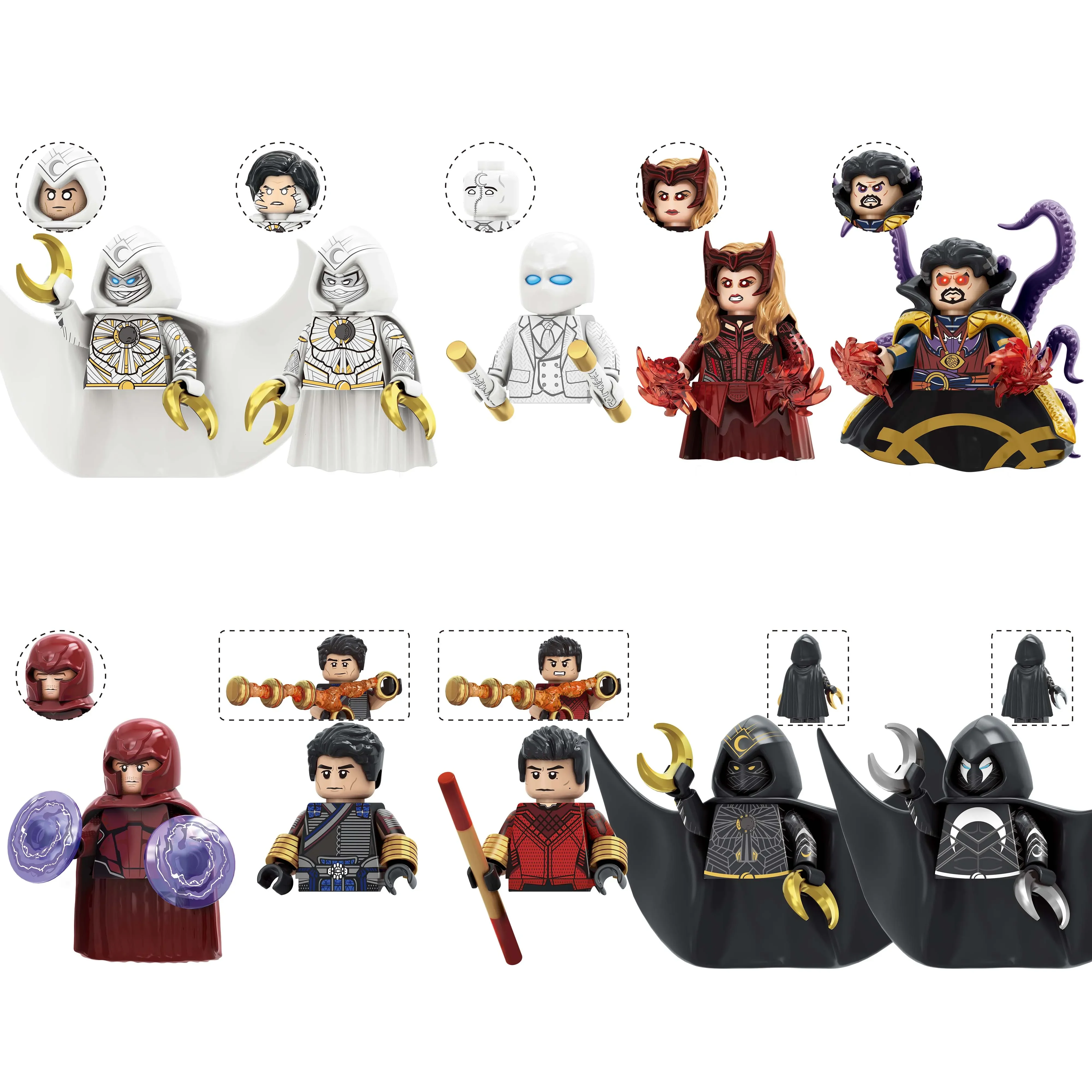 TV6208 MOC Moon Knight Cartoon Model Bricks Mini Action Figures Compatible Puzzle Building Blocks Toys Children's Birthday Gifts