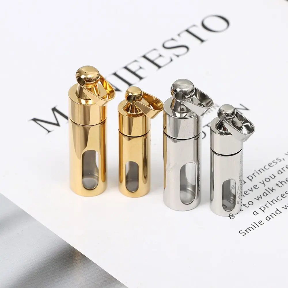 1PC Perfume Vial Pendant Cylinder Glass Tube Wishing Bottle Cremation Urns DIY Necklace Stainless Steel Fashion Jewelry Gift