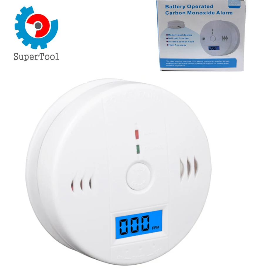 Detector de Vazamento de Gás de Monóxido de Carbono co Detector Display Lcd Intoxicação Som de Fogo Aviso de Envenenamento Sensor de Alarme Casa