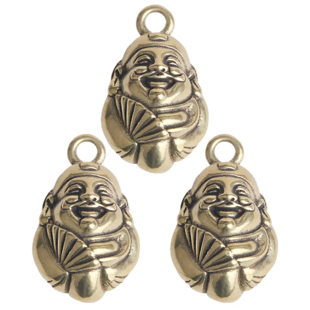 

3pcs Brass God of Wealth nament Vintage Keychain DIY Pendant Decorative Hanging Charm Retro Jewelry Making Supplies