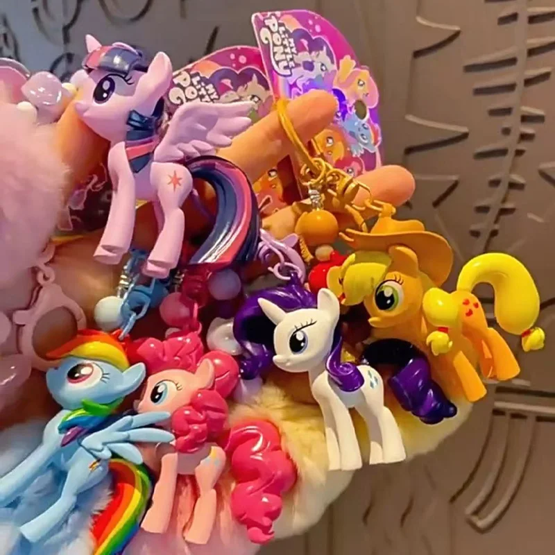 Figura de acción de My Little Pony, tablero de arcoíris, Fluttershy Pinkie Pie, Applejack, bolsa de raridad, colgantes, llaveros, adornos, regalos para niños